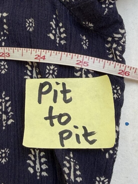 Chaps Women's 2X Blue Floral 3/4 Puff Sleeve Peasant Top boho Festival Party - Picture 6 of 8